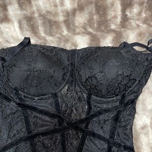 Black lace lingerie bodysuit